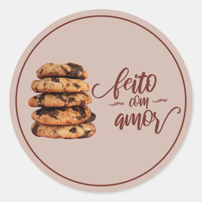 Pegatina Redonda Cocinas hechas con amor, feito com amor (Anverso)