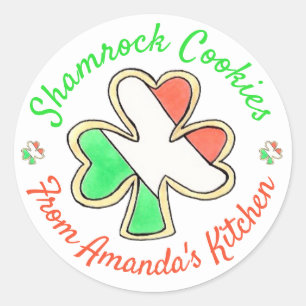 Pegatina Redonda Cocinas Shamrock caseras hechas en San Patricio al