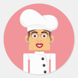 Pegatina Redonda Cocinera