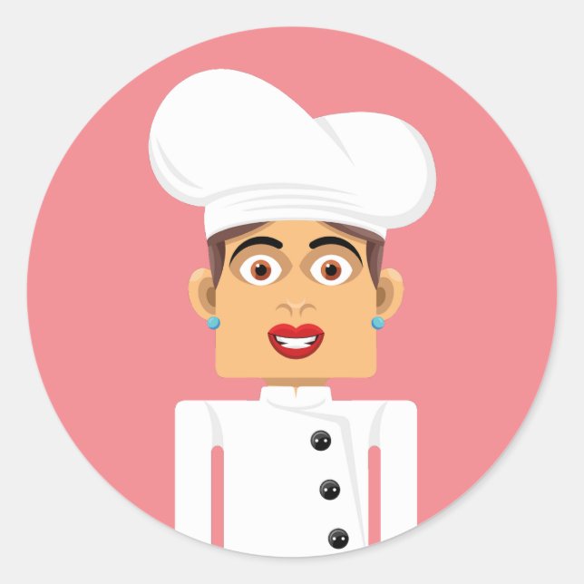 Pegatina Redonda Cocinera (Anverso)