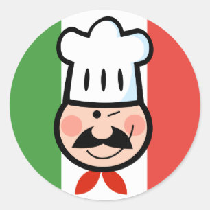 Pegatina Redonda Cocinero italiano