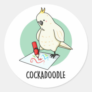 Pegatina Redonda Cockadoodle Funny Cockatoo Pun