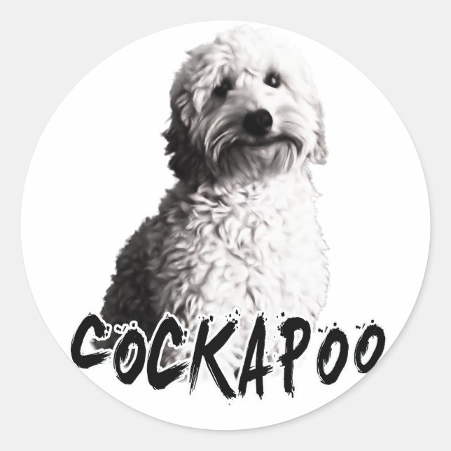 Pegatina Redonda Cockapoo (Anverso)