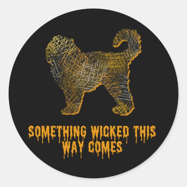 Pegatina Redonda Cockapoo Perro Silhouette Fun Halloween (Anverso)