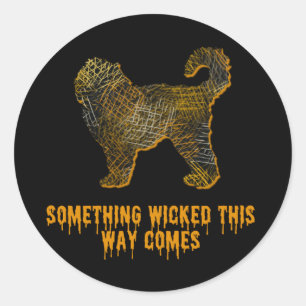Pegatina Redonda Cockapoo Perro Silhouette Fun Halloween