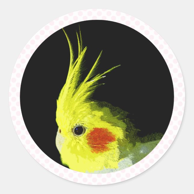 Pegatina Redonda Cockatiel (Anverso)