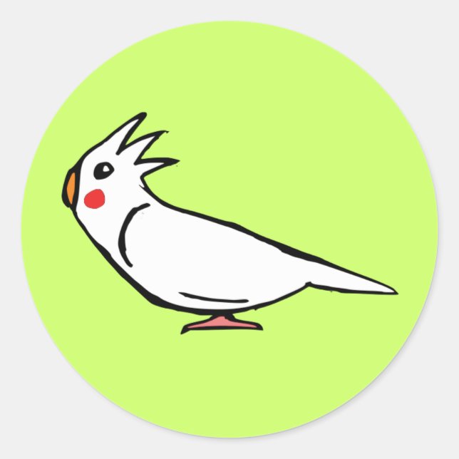 Pegatina Redonda Cockatiel (Anverso)
