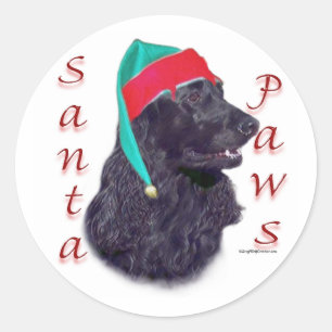 Pegatina Redonda Cocker Spaniel inglés (blk) Santa Paws
