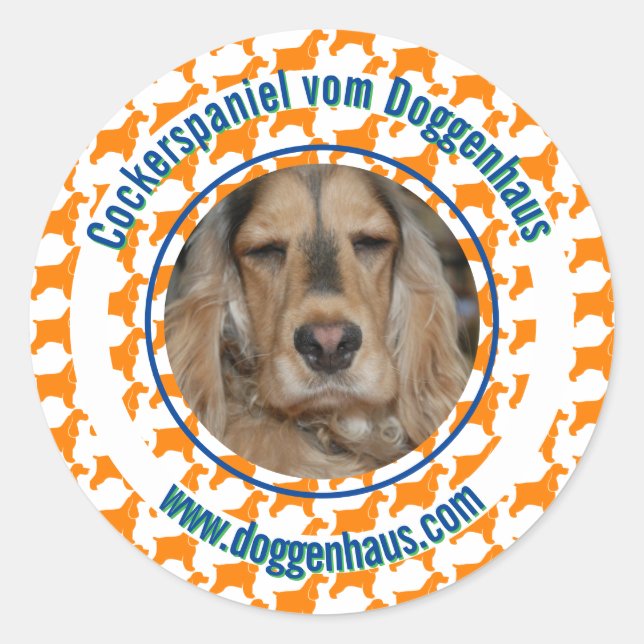 Pegatina Redonda Cocker Spaniel inglés moderno minimalista (Anverso)