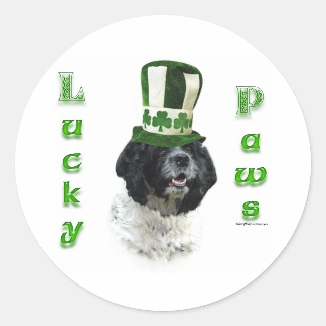 Pegatina Redonda Cocker Spaniel Lucky Paws (Anverso)