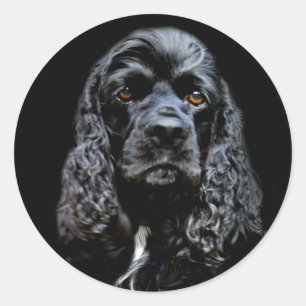 Pegatina Redonda Cocker Spaniel negro