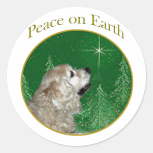 Pegatina Redonda Cocker Spaniel Peace
