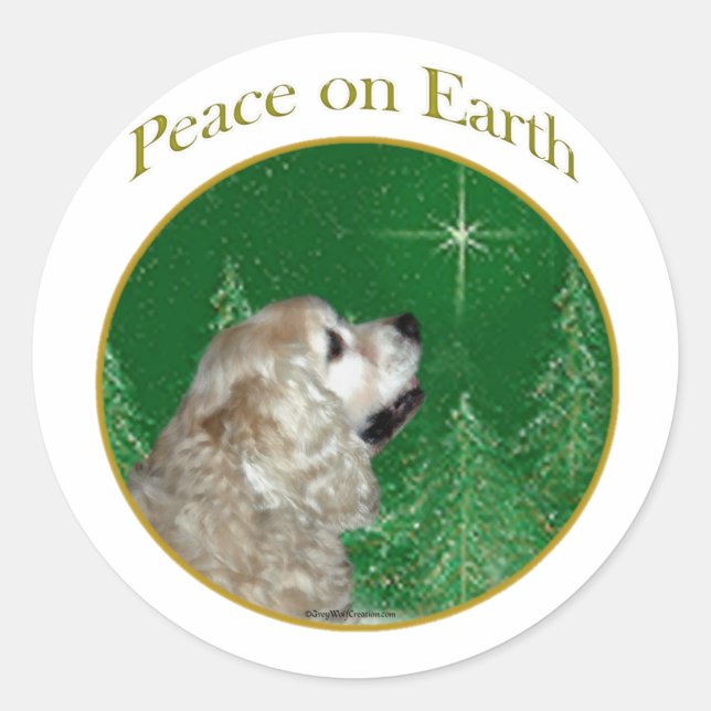Pegatina Redonda Cocker Spaniel Peace (Anverso)