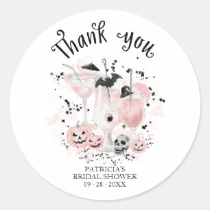Pegatina Redonda Cocktails lindo Halloween Bridal Shower