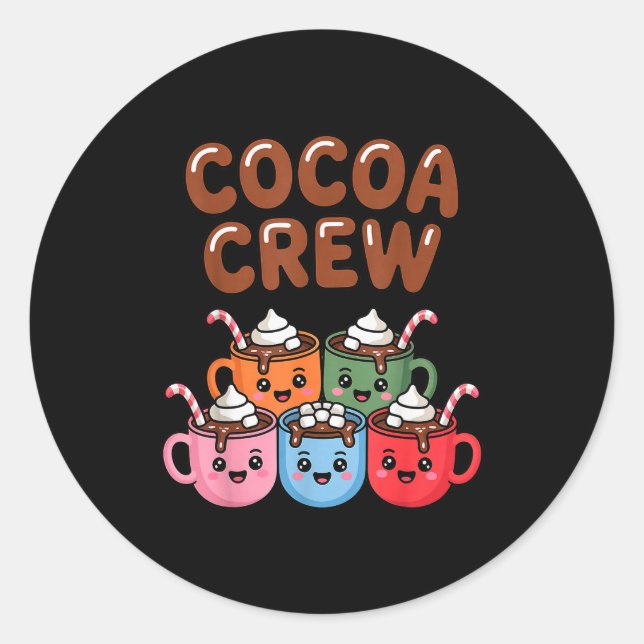 Pegatina Redonda Cocoa Crew Cute Christmas Hot Chocolate Matching P (Anverso)