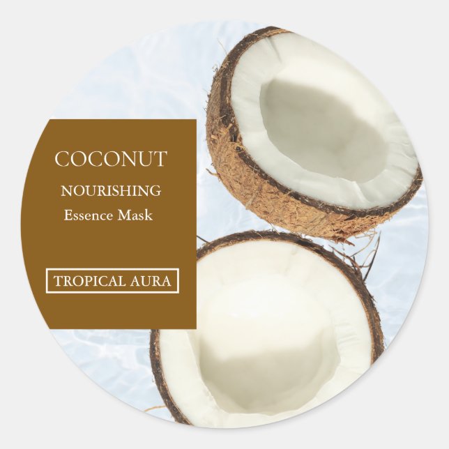 Pegatina Redonda Coconut Facial Mask Label (Anverso)