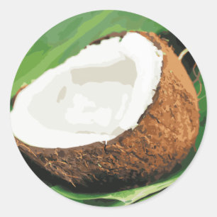 Pegatina Redonda Cocos de Hawái frescos