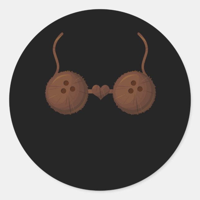 Pegatina Redonda Cocos de vacaciones de verano de coco Bra Hallowee (Anverso)