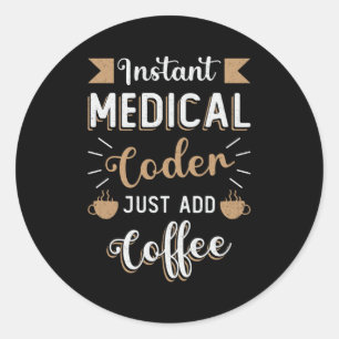 Pegatina Redonda Codificación de café de código médico instantáneo 