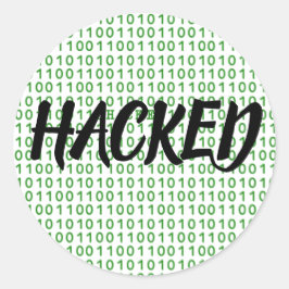 Pegatina Redonda Código binario HACKED