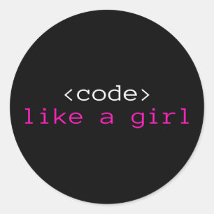 Pegatina Redonda Codigo como un chica