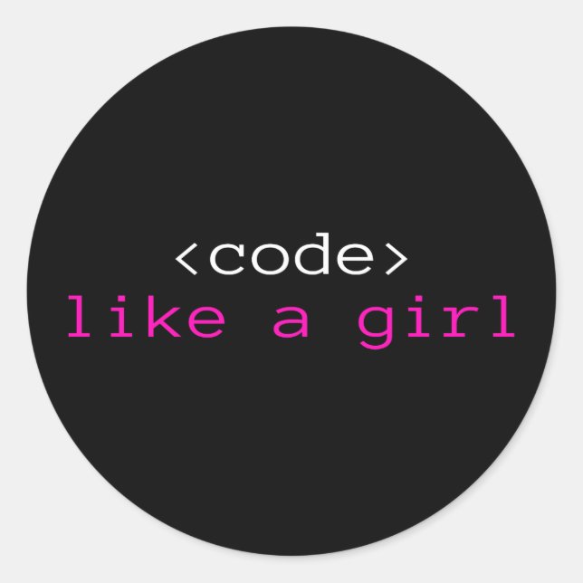 Pegatina Redonda Codigo como un chica (Anverso)