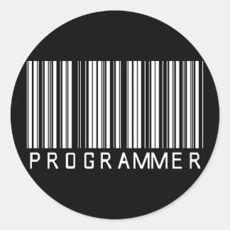 Pegatina Redonda Código de barras de programador