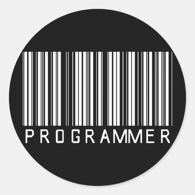 Pegatina Redonda Código de barras de programador (Anverso)