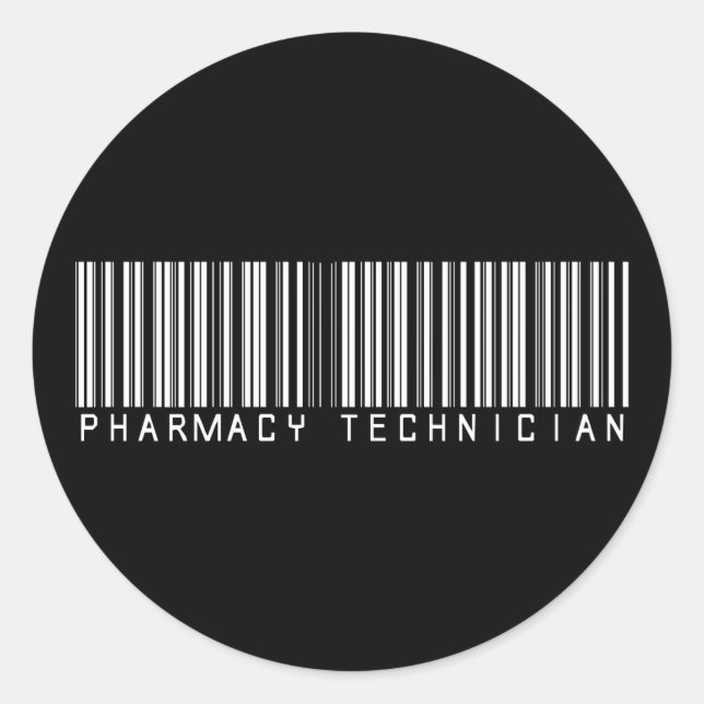 Pegatina Redonda Código de barras del técnico de farmacia (Anverso)