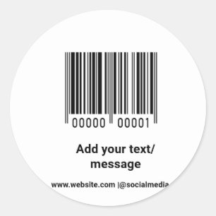 Pegatina Redonda código de barras personalizado simple agregue su t