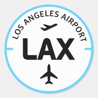 Pegatina Redonda Código del aeropuerto LAX Los Ángeles