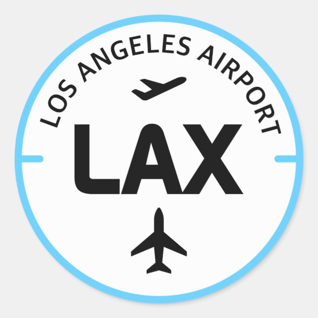 Pegatina Redonda Código del aeropuerto LAX Los Ángeles (Anverso)