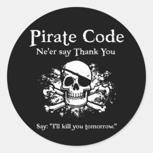 Pegatina Redonda Código pirata: Gracias