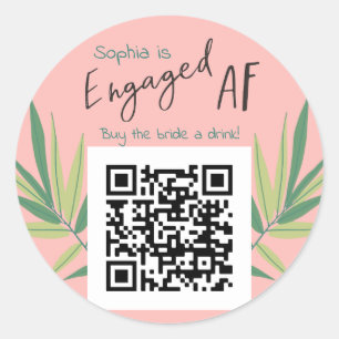 Pegatina Redonda Código QR Compra a Novia una bebida Bachelorette d