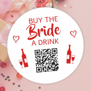 Pegatina Redonda Código QR Comprar una Bebida a la Novia Despedida 