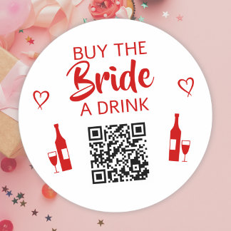 Pegatina Redonda Código QR Comprar una Bebida a la Novia Despedida 