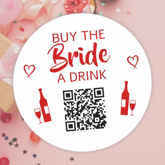 Pegatina Redonda Código QR Comprar una Bebida a la Novia Despedida  (Subido por el creador)