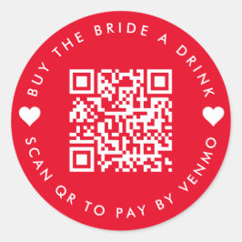 Pegatina Redonda Código QR Comprar Una Bebida A La Novia - Fiesta D