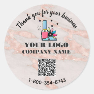 Pegatina Redonda Código QR de agradecimiento empresarial con logoti