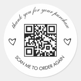 Pegatina Redonda Código QR de agradecimiento minimalista para bouti