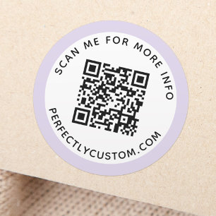 Pegatina Redonda Código QR de borde violeta luminoso moderno y text