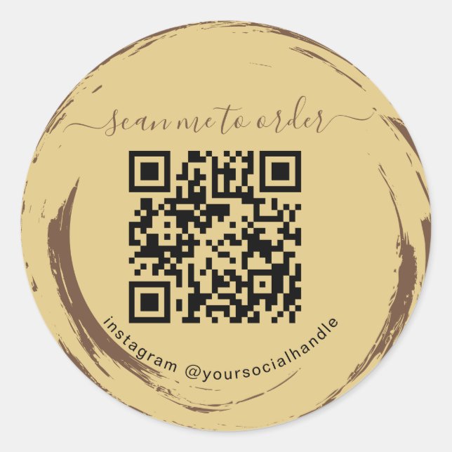 Pegatina Redonda Código qr de cafetería moderna (Anverso)