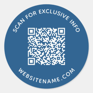Pegatina Redonda Código QR de empresa Texto personalizado Azul