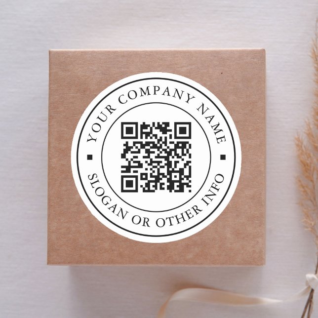 Pegatina Redonda Código QR de enlace de sitio web Nombre de negocio (Subido por el creador)