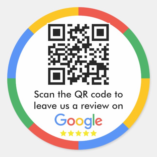 Pegatina Redonda Código QR de Google Review (Anverso)