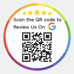 Pegatina Redonda Código QR de Google Review