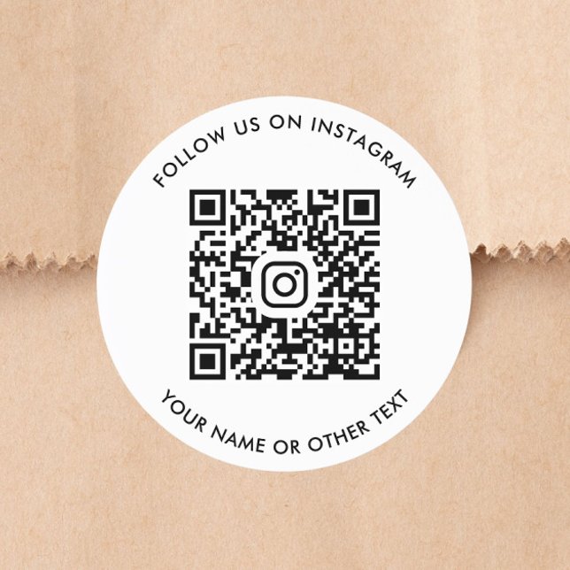 Pegatina Redonda Código QR de Instagram (Instagram QR Code Classic Round Sticker)