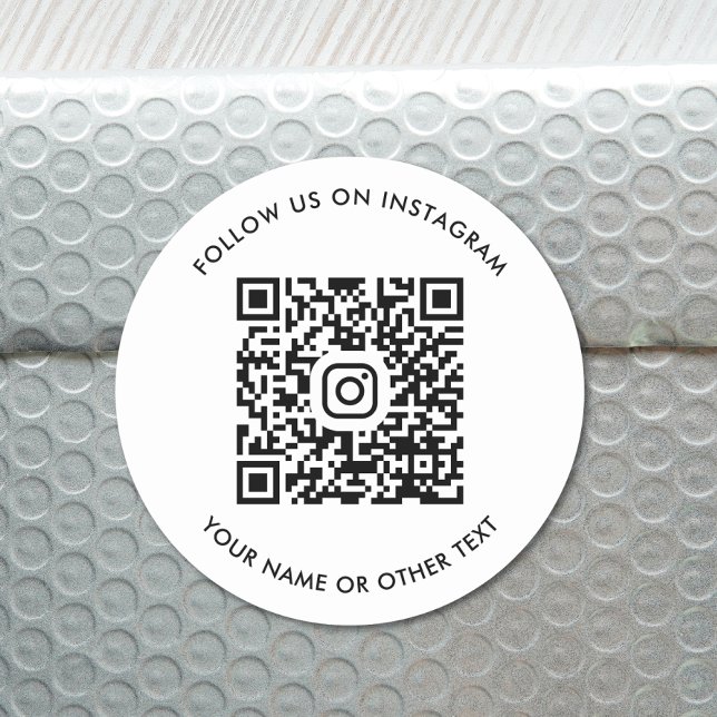 Pegatina Redonda Código QR de Instagram moderno (Our user-friendly template will generate your QR code automatically from your Instagram address)
