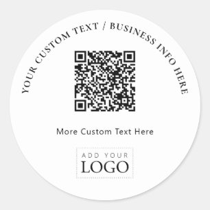 Pegatina Redonda Código QR de Logotipo Empresarial Simple Promocion