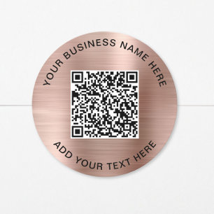 Pegatina Redonda Código QR de Negocios Rosa Dorado